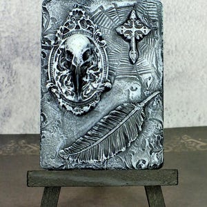 Ravens Cross - Raven Skull Feathers Spider Web - ACEO Art Cards - Gothic Halloween Witchy
