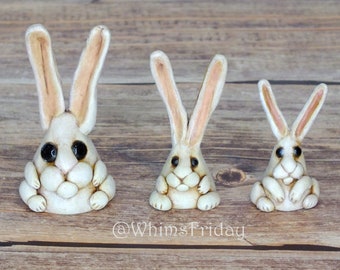 White Bunny Rabbit Clay Figurine Sculptures, Whimsical Cottagecore Cute Rabbit Desk Buddy, Gift for Bunny Lover's, Bunny Rabbit Decor