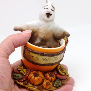 Coffee Ghost Halloween Pumpkins Fall Decor, Coffee Halloween Lover Gift, One of a Kind Ghost Coffee Sculpture image 2