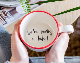 Pregnancy announcement hidden message mug, we're having a baby, pregnancy reveal, new baby reveal