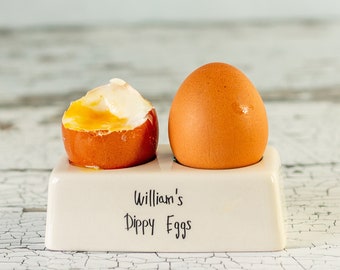 Double egg cup, personalised ceramic double egg cup, two egg holder