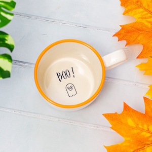 Boo! Halloween hidden message mug, spooky ghost cup for Halloween