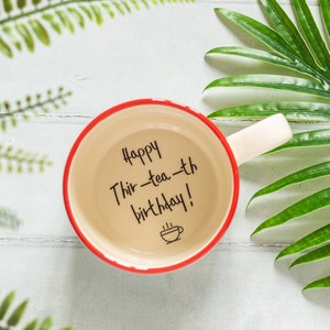 Tazza con messaggio nascosto di buon compleanno, regalo per il trentesimo compleanno, regalo per il trentesimo compleanno.