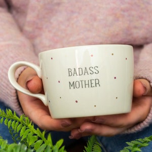 Gift for new mum babyshower Badass Mother handmade mug with metallic spots mom gift mummy mothers day