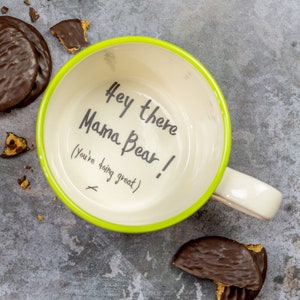 Hey there Mama Bear New mum gift, hidden supportive message cup for new moms mama bear cup image 1