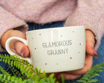 Glamouröse Oma Handgemachte Keramik Tasse, Geschenk für eine glamouröse Gran