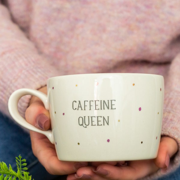 Caffeine Queen mug, handmade gift for coffee lover, caffeine addict new mum new mom, espresso lover
