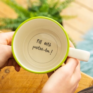 Positivi-tea handmade hidden message mug, secret message cup, positive motivational gift