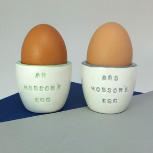 Pair of personalised handmade ceramic egg cups image 2