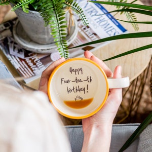 Happy for-tea-th birthday! 40th birthday mug, forty birthday gift, forty mug