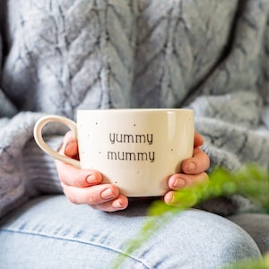 Yummy Mummy handmade spotty mug