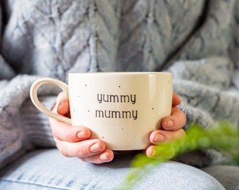 Yummy Mummy handmade spotty mug