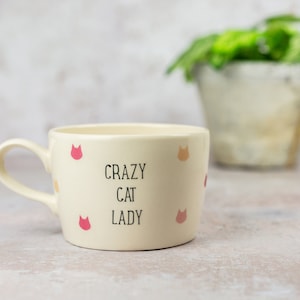 Cat Lady Mug, Crazy Cat Lady Mug, cat, gift for cat lover, handmade ceramic cat cup image 1