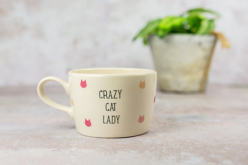 Cat Lady Mug, Crazy Cat Lady Mug, cat, gift for cat lover, handmade ceramic cat cup image 1