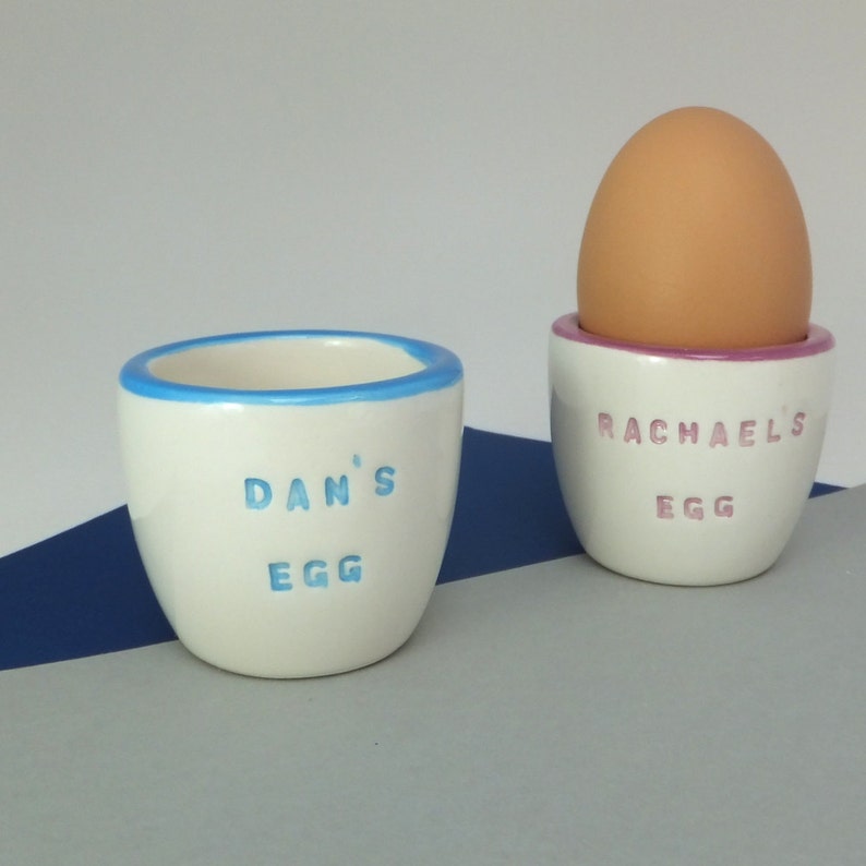 Pair of personalised handmade ceramic egg cups image 3