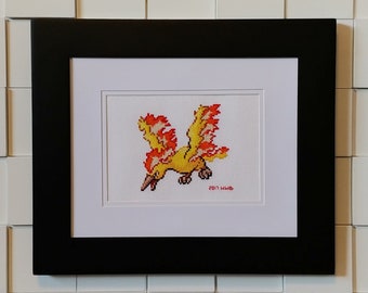 Moltres Framed Cross Stitch