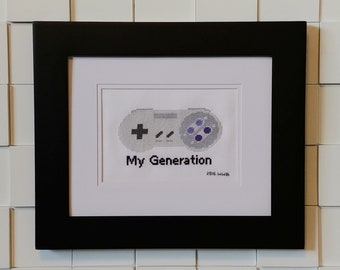 SNES Generation Framed Cross Stitch