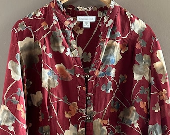 Vintage silk blend blouse, Coldwater Creek Button Down Top,  16W-18W shirt,