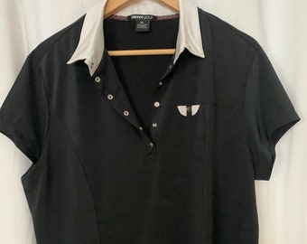 Black Golf top ,DKNY  XL Golfing shirt, Collared Stretchy Pullover, Snap buttons,  Short sleeves