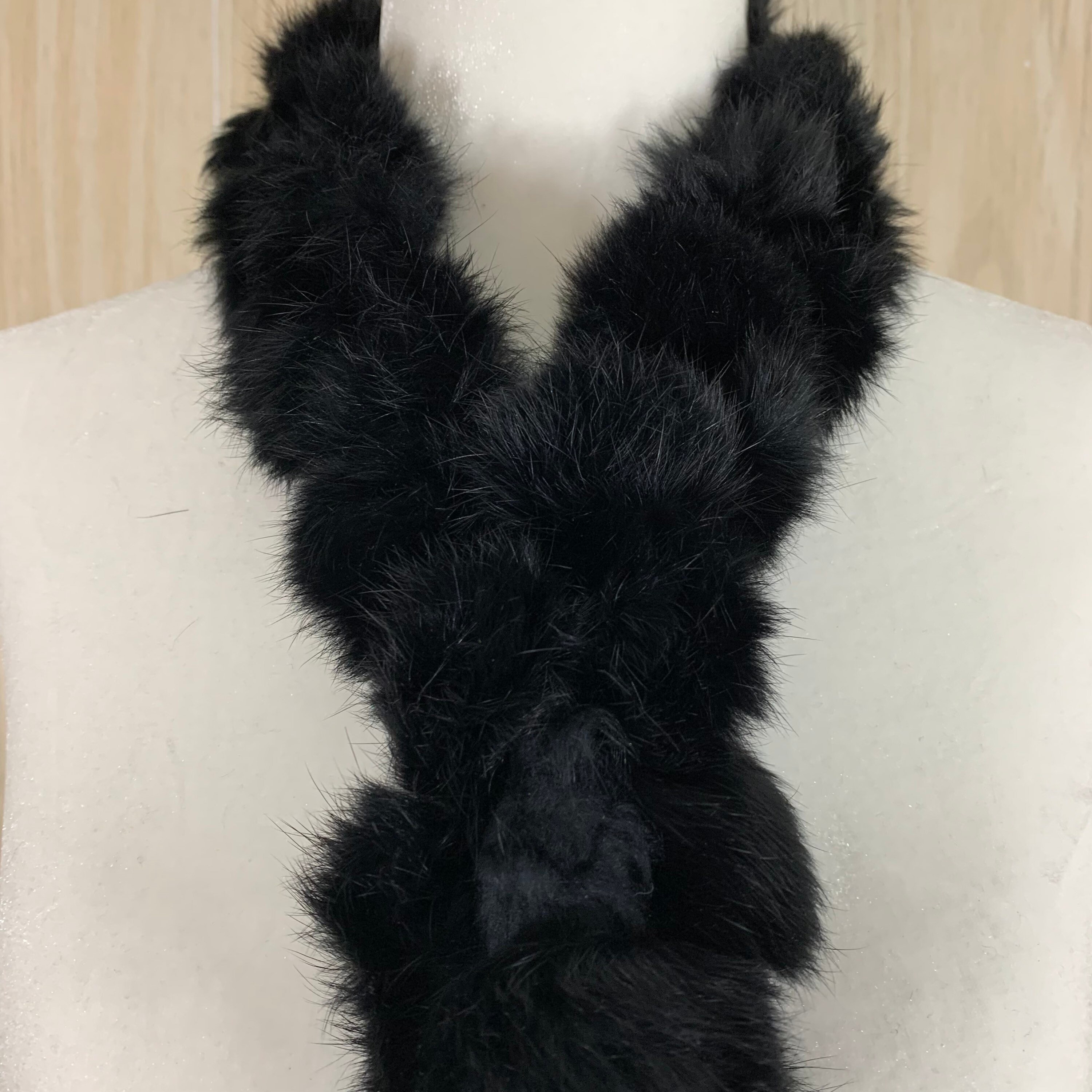 black rabbit fur scarf