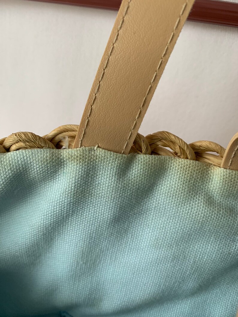 Corn Husk Purse Raffia Bag Floral Embroidered Lined Woven Etsy