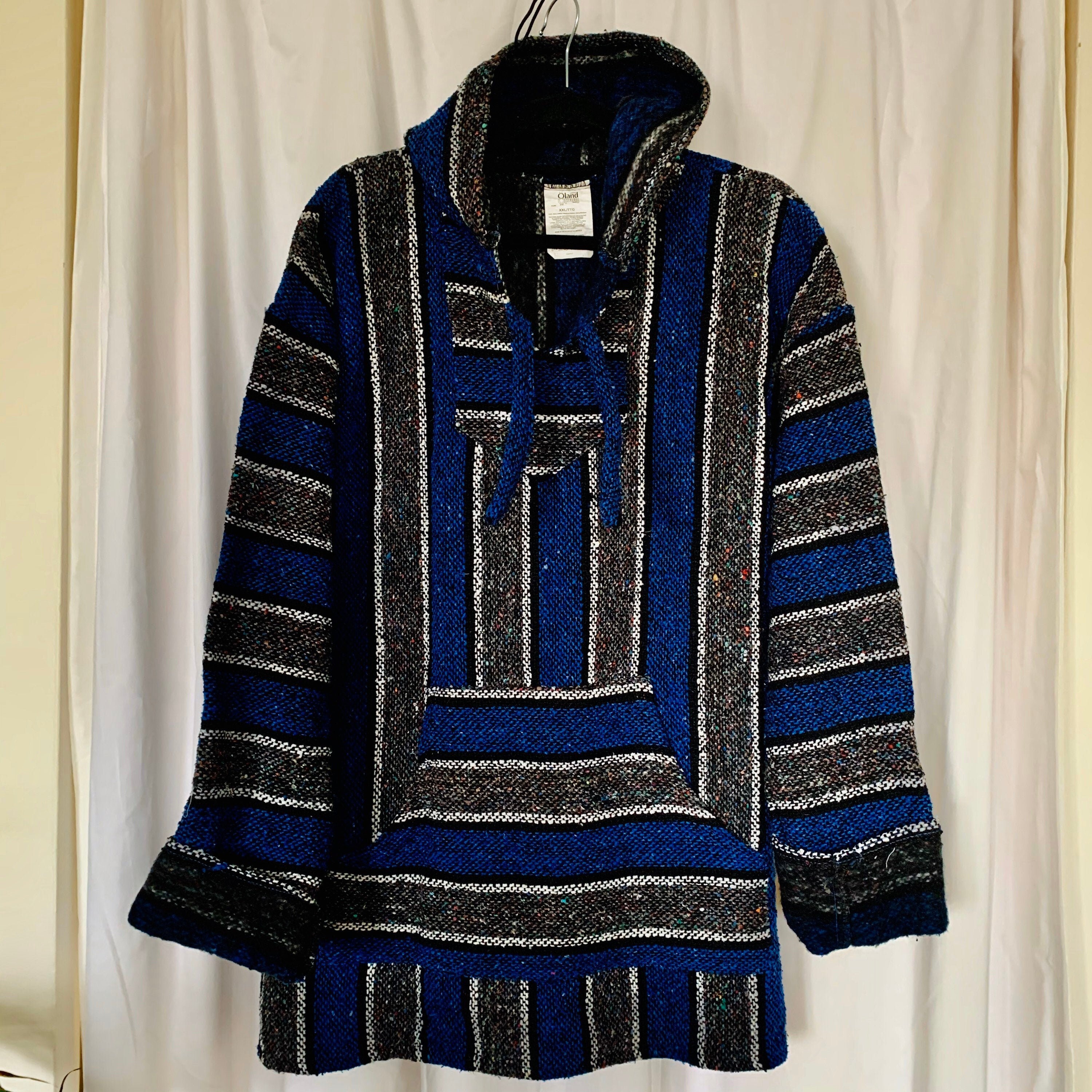 Mexican Striped Hoodie Vintage Baja Hoodie Sweater Blue - Etsy Canada