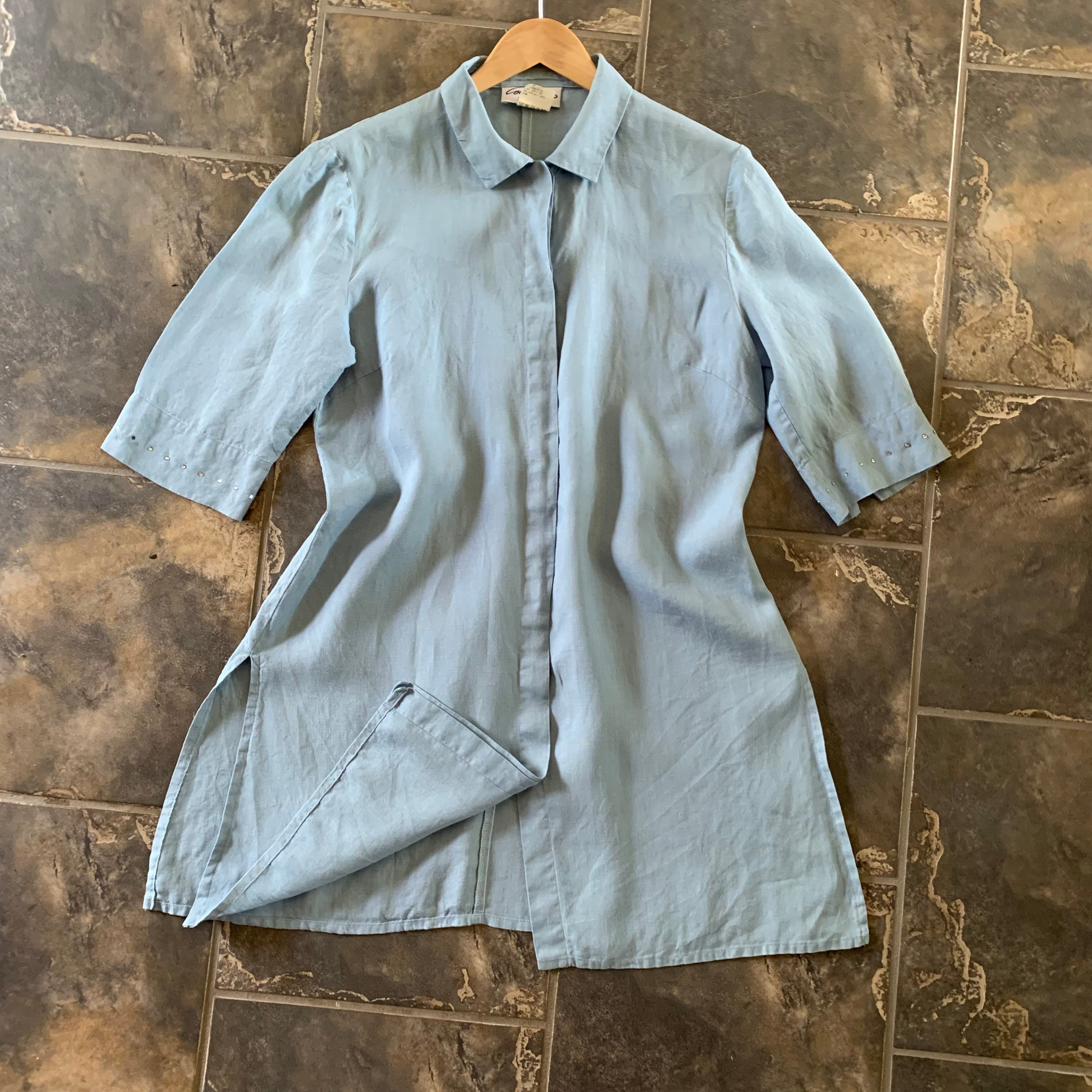 chinese dress ladies No.40 V Neckline Linen Day Dress in Stirling Plaid main image 1