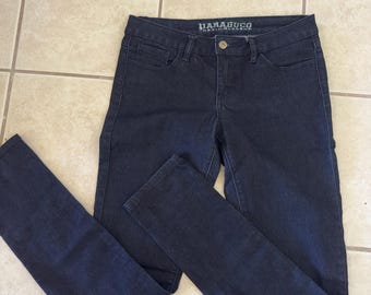 Jeansy Y2K Parasuco Low Rise, ciemnoniebieskie, ze stretchem, rozmiar 28, długość wewnętrzna nogawki 31 cali