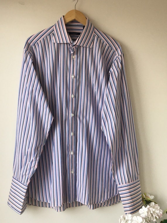 Burberry Shirt Vintage Stripe Dress Shirt Blue Pink White - Etsy