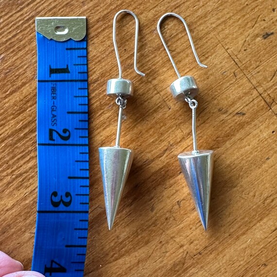 Vintage sterling silver earrings,geometric design… - image 7