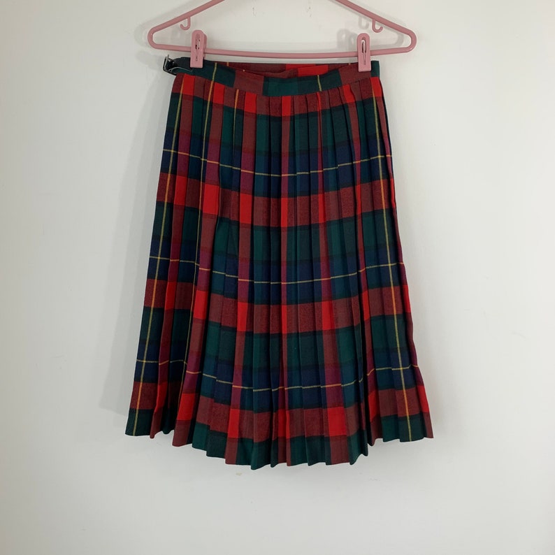 Tartan Plaid Kilt Pleated Wrap Skirt and Kilt Pin Leather - Etsy