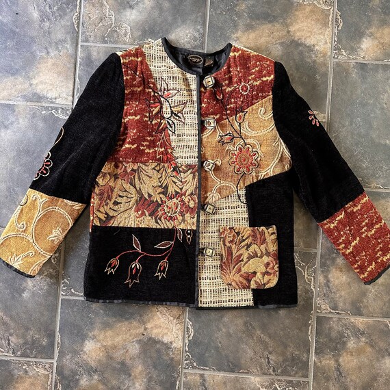 Vintage Tapestry Patchwork Velvet Jacket: Embroid… - image 4