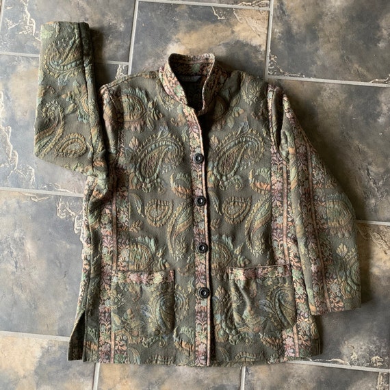 Vintage Embroidered Jacket 90's Tapestry Paisley