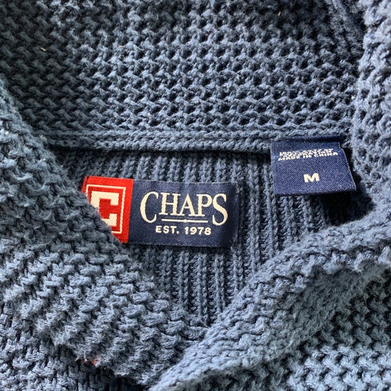 Cotton Sweater Vintage CHAPS Long Sweater Shawl Collar Cotton