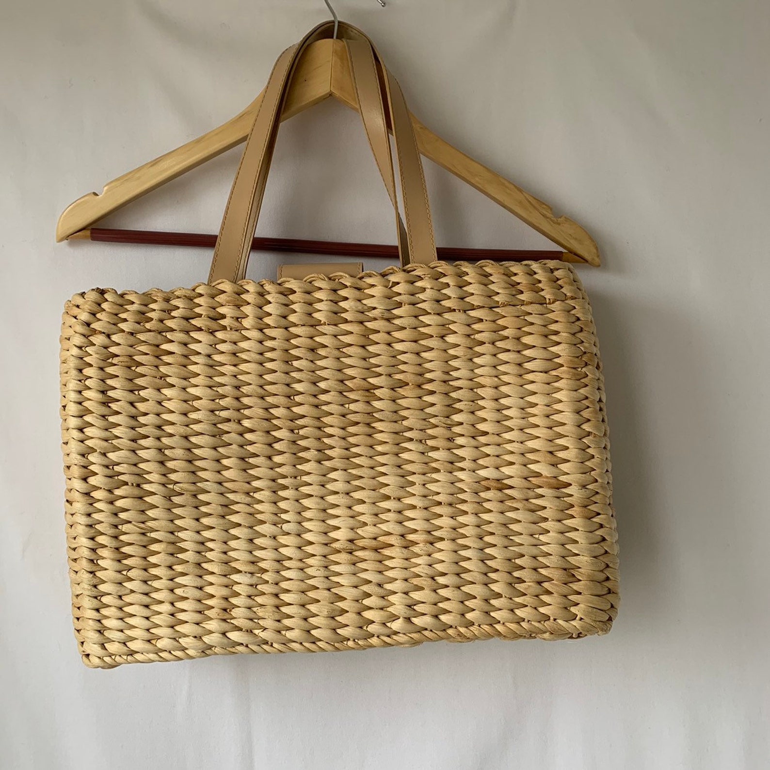 Corn Husk Purse Raffia Bag Floral Embroidered Lined Woven Etsy