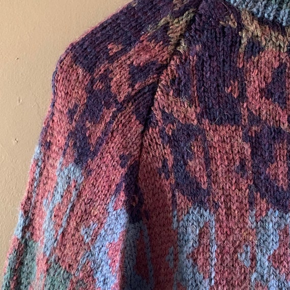 Handknit Fair isle sweater, Abstract geometric pr… - image 8