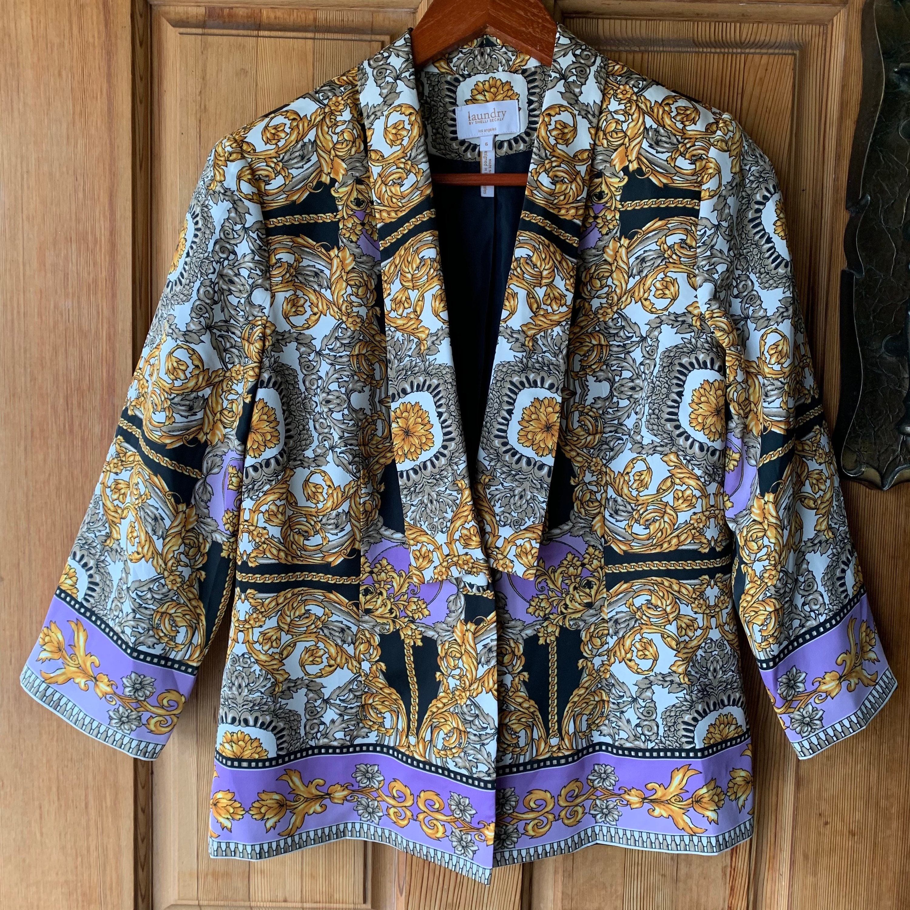 Vintage Baroque Print Jacket, Silky ,fitted, One Button Closure ,shawl Collar, Gold Black, Size 6 Shelli Segal Laundry UNWORN GIFT - Etsy Vintage Baroque Print Jacket, Silky ,fitted, One Button Closure ,shawl Collar, Gold Black, Size 6 Shelli Segal Laundry UNWORN GIFT - Etsy