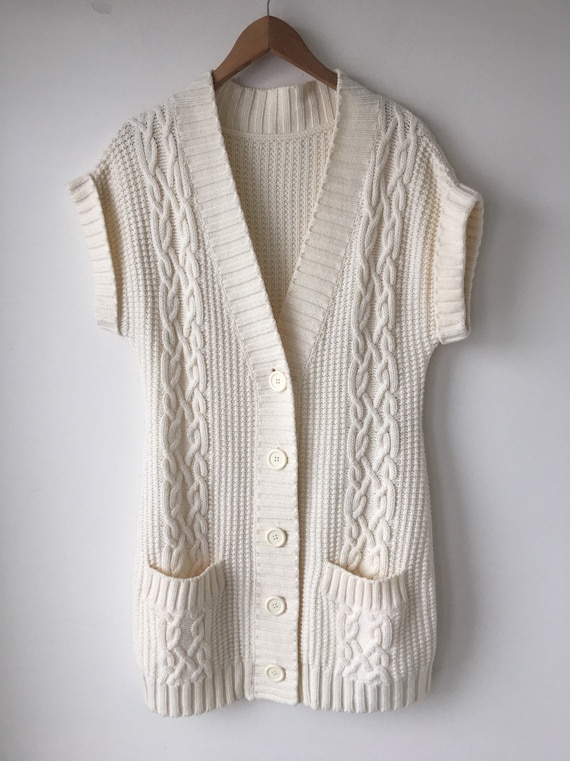 short sleeve cable knit cardigan