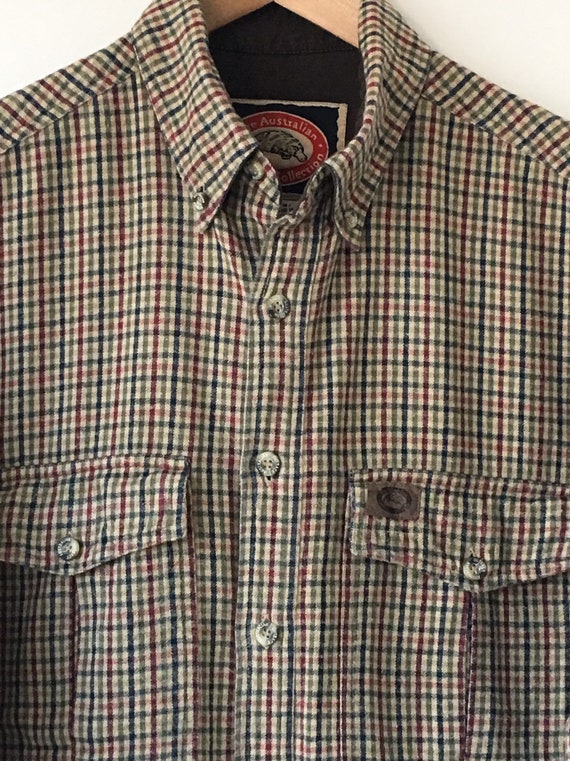 Vintage Flannel shirt, Earth tone Checked Plaid, … - image 4