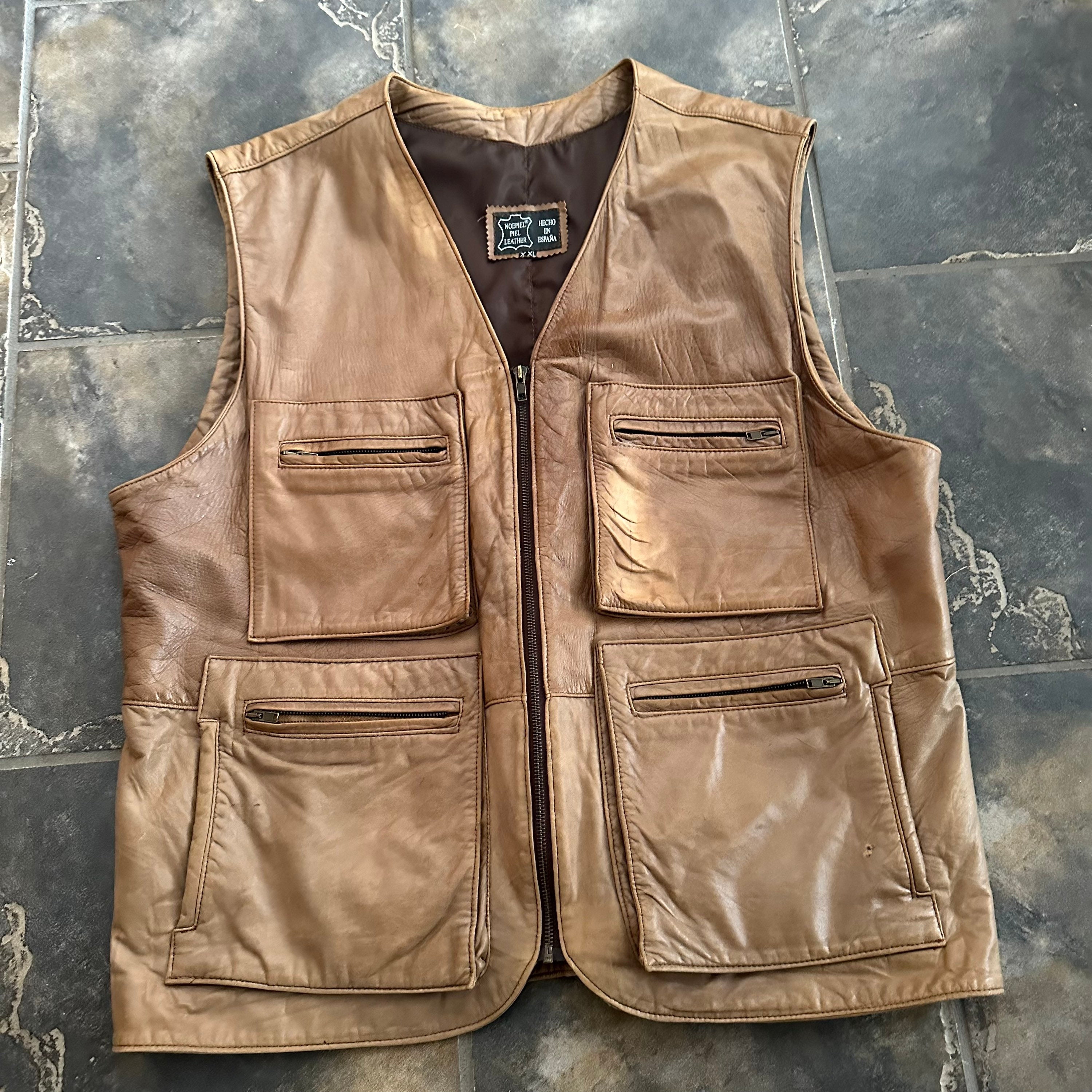Vintage Sheep Leather Vest, Many Pocket Vest, Zipper Front, Sleeveless Lamb Leather Jacket, Made in Spain,explorer Vest, Taupe Color - Etsy Vintage Sheep Leather Vest, Many Pocket Vest, Zipper Front, Sleeveless Lamb Leather Jacket, Made in Spain,explorer Vest, Taupe Color - Etsy