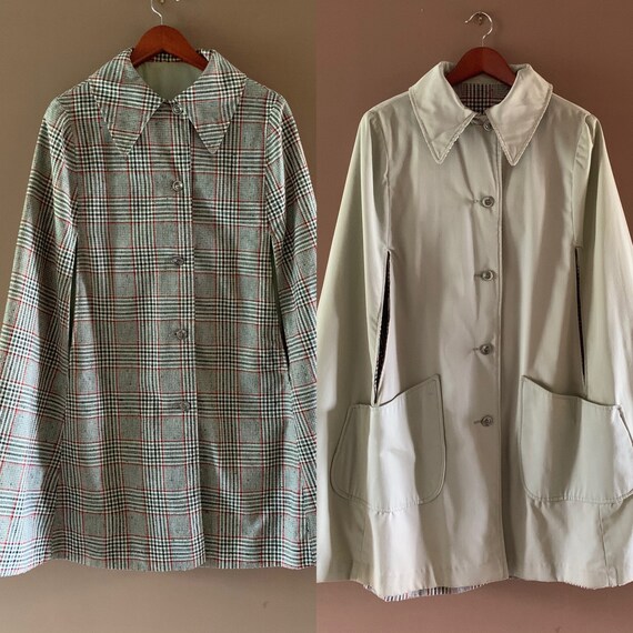 Vintage Reversible Cape Rain Coat Classic 70's Pl