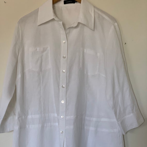 White Linen Blouse, Tunic top, Pure Linen ,Minima… - image 5