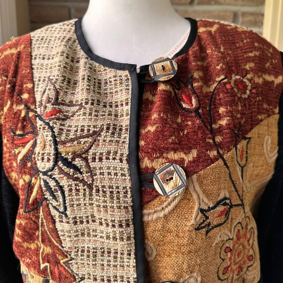 Vintage Tapestry Patchwork Velvet Jacket: Embroid… - image 10