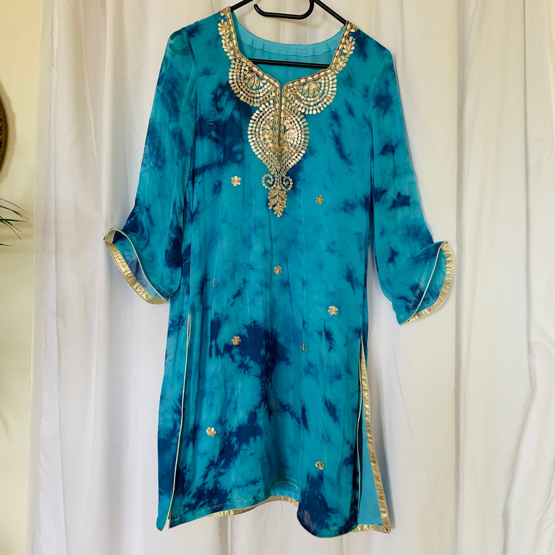 Tunique Catherines 1X En Mousseline De Soie - Noir, Turquoise, Bleu Royal - Occasion Bon état