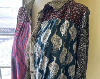 Vintage MaEve Anthropologie Bohemian Print Rayon Top (2X)