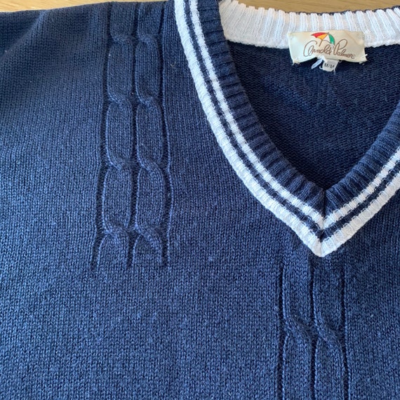 IldiVintage Blue Golf Sweater, Cable Knit, 1980s Arnold Palmer, V-Neck Pullover Sweater, Golf Clothing, Men's Medium Chest 44 IldiVintage Blue Golf Sweater, Cable Knit, 1980s Arnold Palmer, V-Neck Pullover Sweater, Golf Clothing, Men's Medium Chest 44