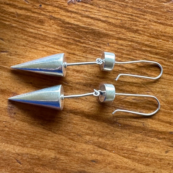 Vintage sterling silver earrings,geometric design… - image 1