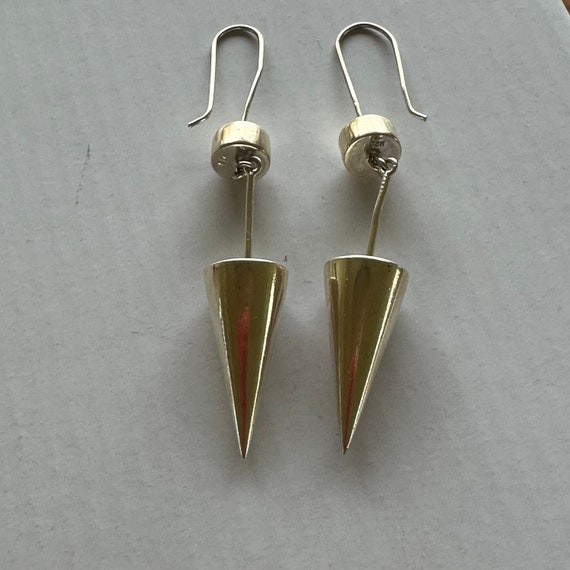 Vintage sterling silver earrings,geometric design… - image 6