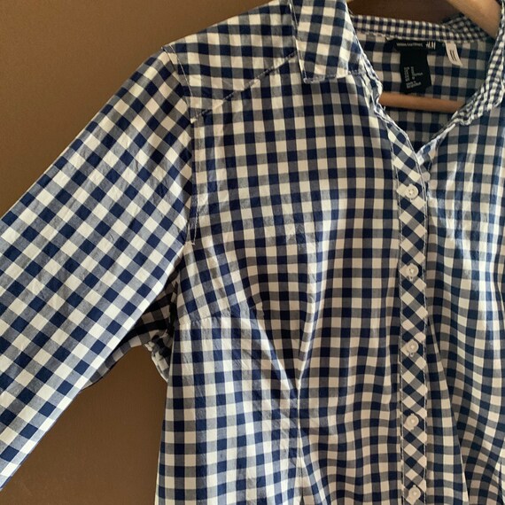 Loose top , Checked cotton blue shirt,  Wide wais… - image 6