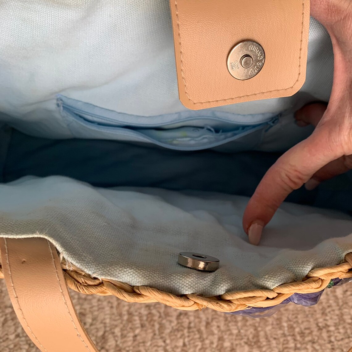 Corn Husk Purse Raffia Bag Floral Embroidered Lined Woven Etsy